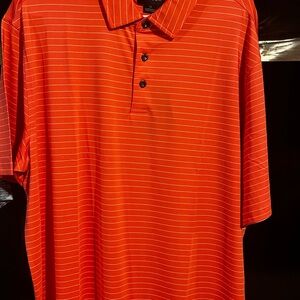 Men's Orange Stripe Performance Polo
